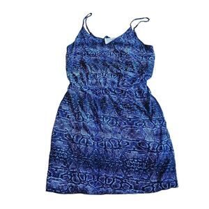 ROry Beca womens Sz S blue snake print 100% silk dress semi open back